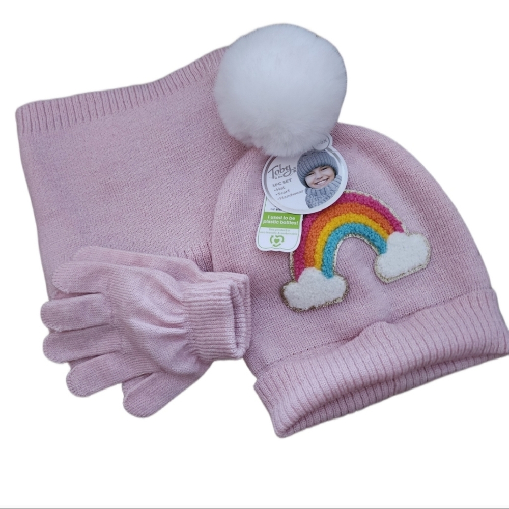 B2G1F- Toby & Me Girl Rainbow Hat, Scarf, and Gloves Set